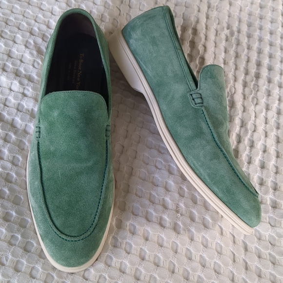 To Boot New York Cassidy Suede Leather Loafers Size 12 Green Grafite - Picture 1 of 11